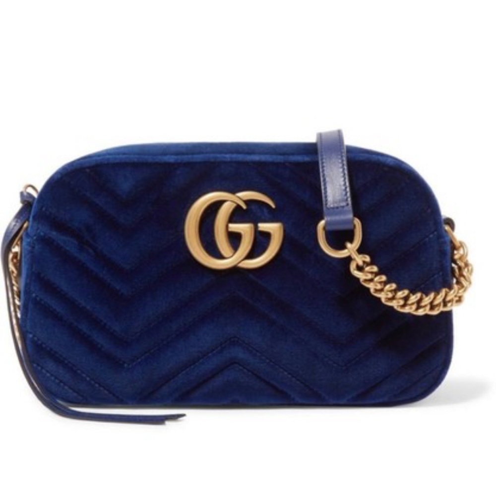 GG Camera Marmont Cobalt blue cross body bag